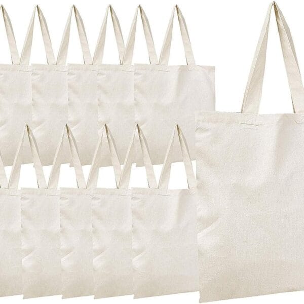 Simpli-Magic Canvas Tote Bags, 13"x15", Pack of 15, Natural