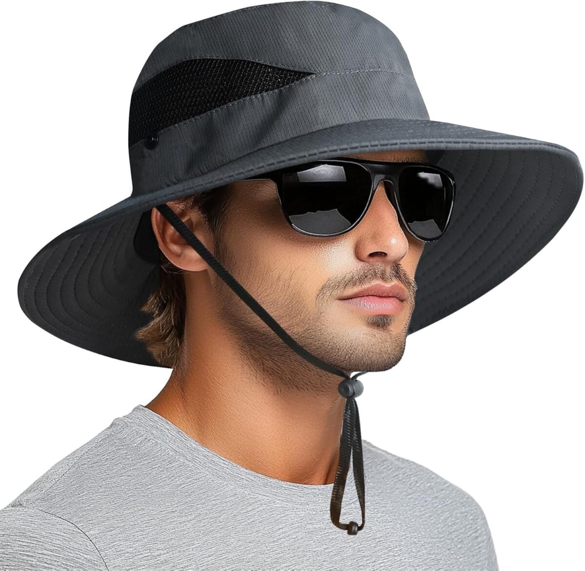 PFFY Sun Bucket Hats for Men Women 3 Wide Brim UPF 50+ Fishing & Beach Hat