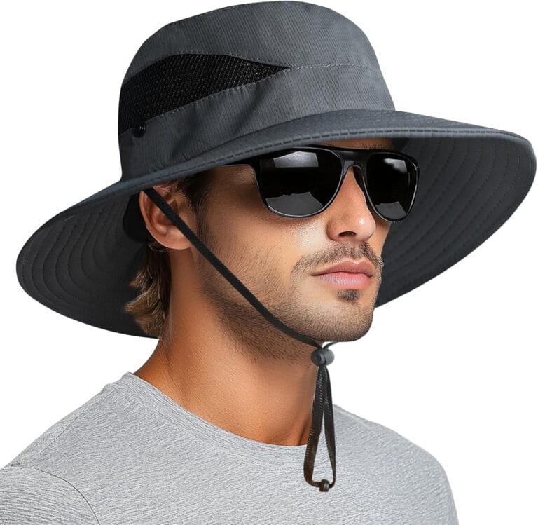 PFFY Sun Bucket Hats for Men Women 3 Wide Brim UPF 50+ Fishing & Beach Hat
