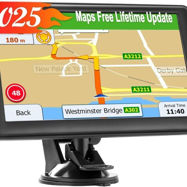 GPS Navigator for Car Truck, GPS Commercial Drivers 2025 Trucker GPS for Semi Truck with 7 in GPS Navigation Systems(Map Free Lifetime Updates), Voice Assist, Speed Limit Warnings