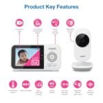 VTech VM819 Baby Monitor with Camera and Audio, 2.8 Screen Portable Baby Camera, Night Vision, 2-Way Audio, Temperature Sensor and Lullabies, Secure Transmission No WiFi, Ideal for Baby/Elderly/Pet