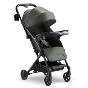 Mompush Lithe V2 Lightweight Stroller with Snack Tray, Ultra Compact Fold & Airplane Ready Travel Stroller, Near Flat Recline Seat, Cup Holder, Raincover & Travelbag Included