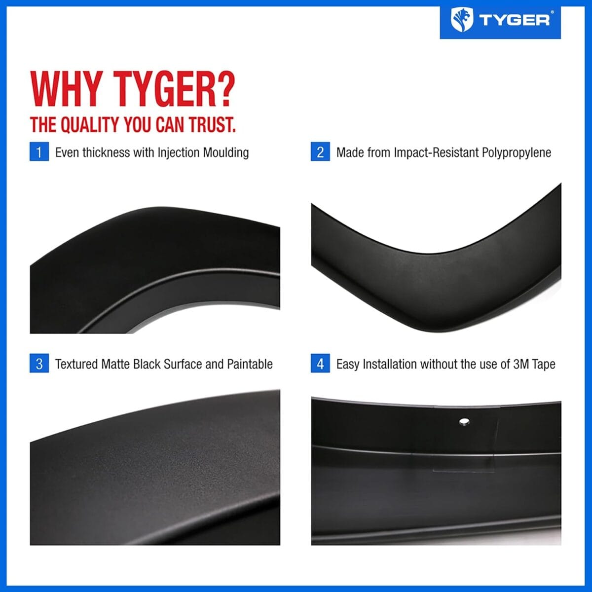 Tyger Auto Fender Flares Compatible with 1999-2006 Chevy Silverado GMC Sierra 1500 2500 3500HD; 2007 Classic Fleetside, Fine-Textured Paintable Factory Style 4pc | TG-FF6C4218