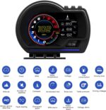 Car HUD Head Up Display P6, OBD+GPS Smart Gauge, Works Great for Most Cars (Black)