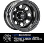 TACTIK Circle 8 Classic 15 Inch Solid Steel Wheel, Black – 15×10, 5×4.5 Bolt Pattern (-38.1mm Offset), 4″ Backspace – Fits Jeep 1984-2006 Wrangler, Wagoneer, Comanche, Grand Cherokee TJ YJ MJ ZJ XJ LJ