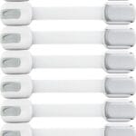 Child Safety Strap Locks (10 Pack) Baby Locks for Cabinets and Drawers, Toilet, Fridge & More. 3M Adhesive Pads. Easy Installation, No Drilling Required, White/Gray