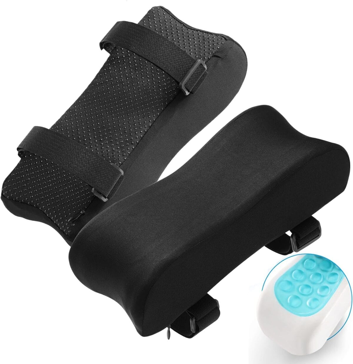 Ergonomic Office Chair Armrest Pads 1 Pair, Armrest Cushion Pillow with Cooling Gel for Elbow Support for Computer Chairs, Gaming Chairs, Office Chairs and Wheelchairs (Black)