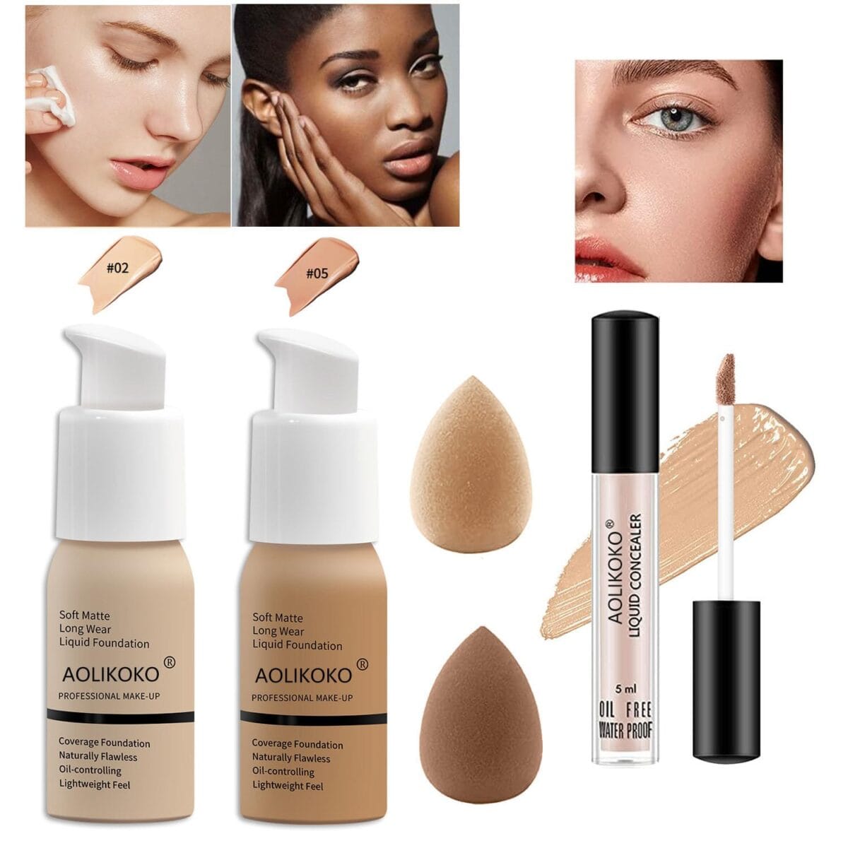 12-Color Pro Makeup Kit for Women – Eyeshadow, Foundation, Lipstick, Blush, Brushes, Eyeliner Stamp