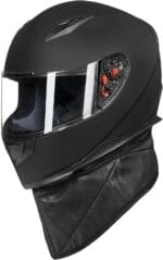 ILM Full Face Motorcycle Street Bike Helmet with Removable Winter Neck Scarf + 2 Visors DOT Model-JK313