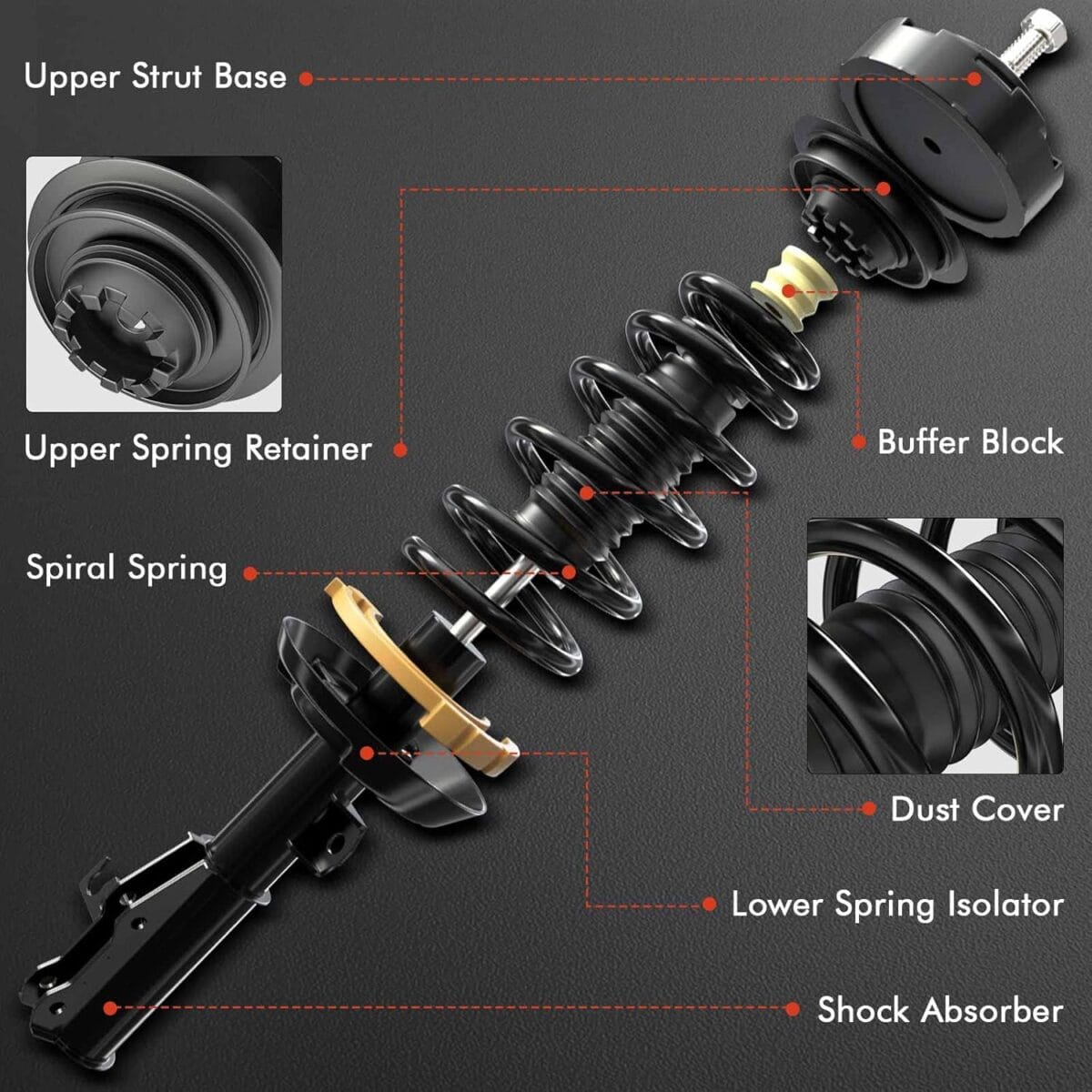 A-Premium Set (4) Front and Rear Complete Shock Absorber Strut & Coil Spring Assembly Compatible with Honda Civic 2006-2011 & Acura CSX 2006-2011 Sedan
