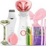 Facial Steamer Self-Care Gift Kit: Nano Ionic Face Steamer Deep Cleaning Unclogs Pores - Home Sauna Spa Humidifier Hot Mist for Women Men Sinus Moisturizing (Rose Gold)