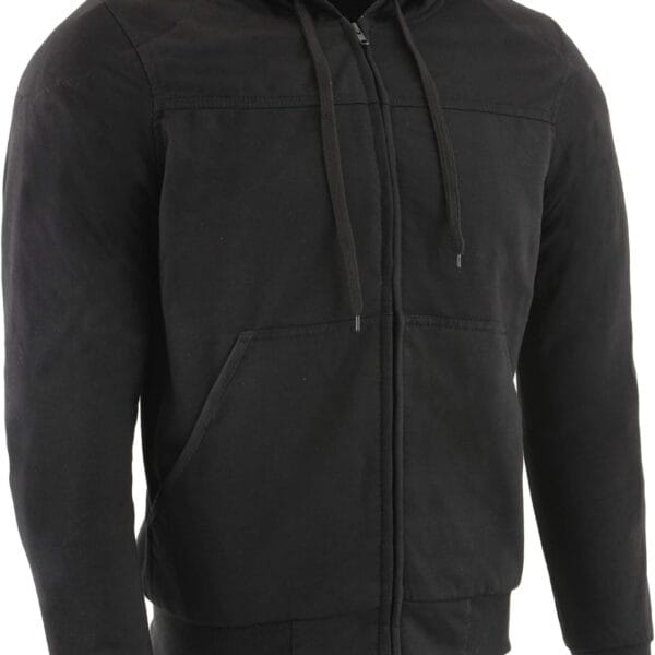 Milwaukee Leather MPM1788 Men's Black CE Approved Armored Riding Hoodie Sweater with Aramid by DuPont Fibers