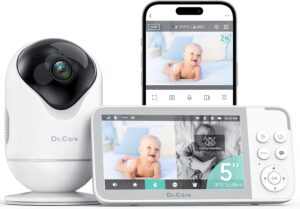 VistaView Smart WiFi Baby Monitor - 5 1080P Split Screen & 2K Camera App Control, Cry & Motion Alerts, HD Night Vision, 5000mAh Battery, 2-Way Talk, Multi-User, Triple Security, 1279ft Range