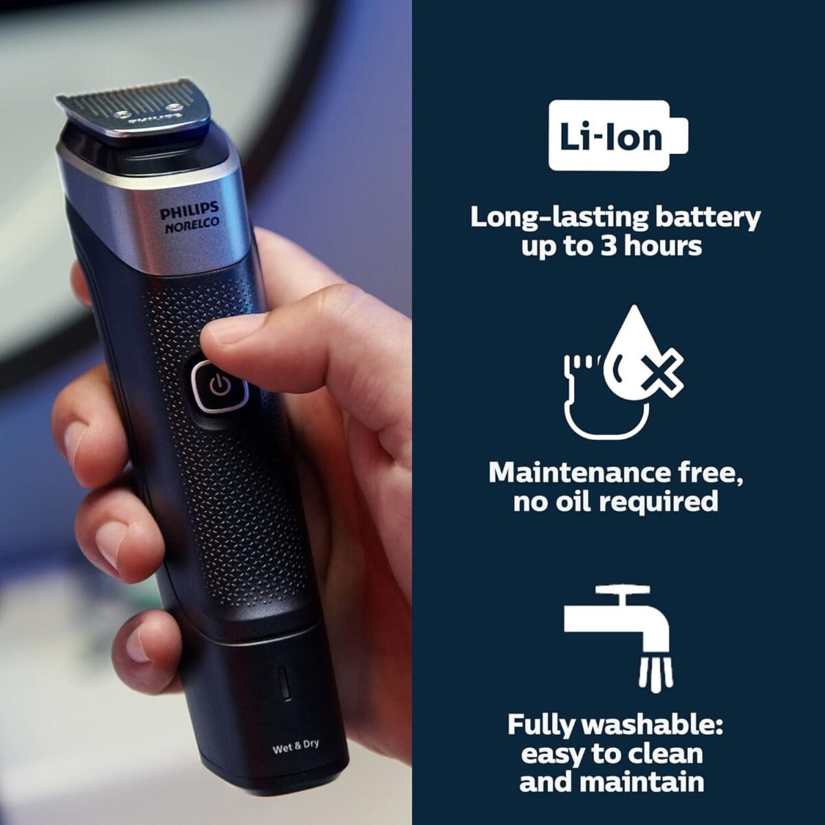 Philips Norelco Multigroom Series 5000 18 Piece, Beard Face, Hair, Body and Intimate Hair Trimmer for Men – NO BLADE OIL MG5910/49