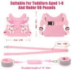 Toddlers Leash + Anti Lost Wrist Link Child Kids Safety Harness Kids Walking Wristband Assistant Strap Belt for Girl Pink Christmas Gift