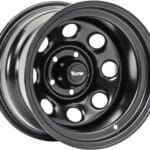 TACTIK Circle 8 Classic 15 Inch Solid Steel Wheel, Black - 15x10, 5x4.5 Bolt Pattern (-38.1mm Offset), 4" Backspace - Fits Jeep 1984-2006 Wrangler, Wagoneer, Comanche, Grand Cherokee TJ YJ MJ ZJ XJ LJ