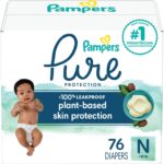 Pampers Pure Protection Diapers, Size 0, 76 Count for Up to 100% Leakproof, Plant-Based Skin Protection