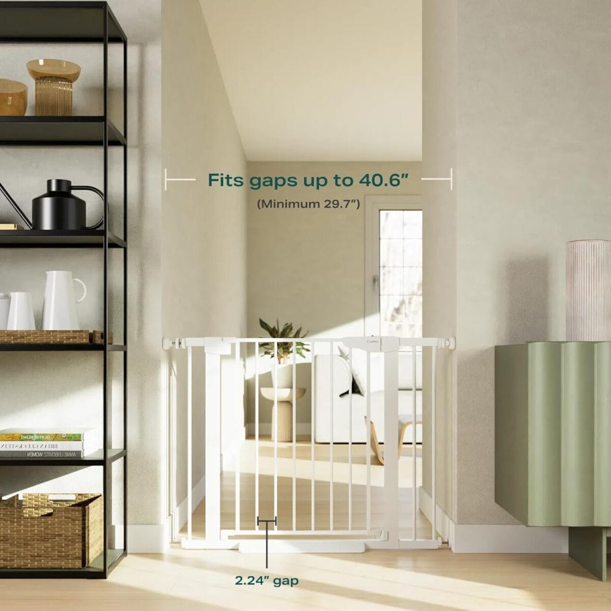 Cumbor 29.7-40.6″ Baby Gate for Stairs, Mom’s Choice Awards Winner-Dog Gate for Doorways, Pressure Mounted Self Closing Pet Gates for Dogs Indoor, Durable Safety Child Gate with Easy Walk Thru Door