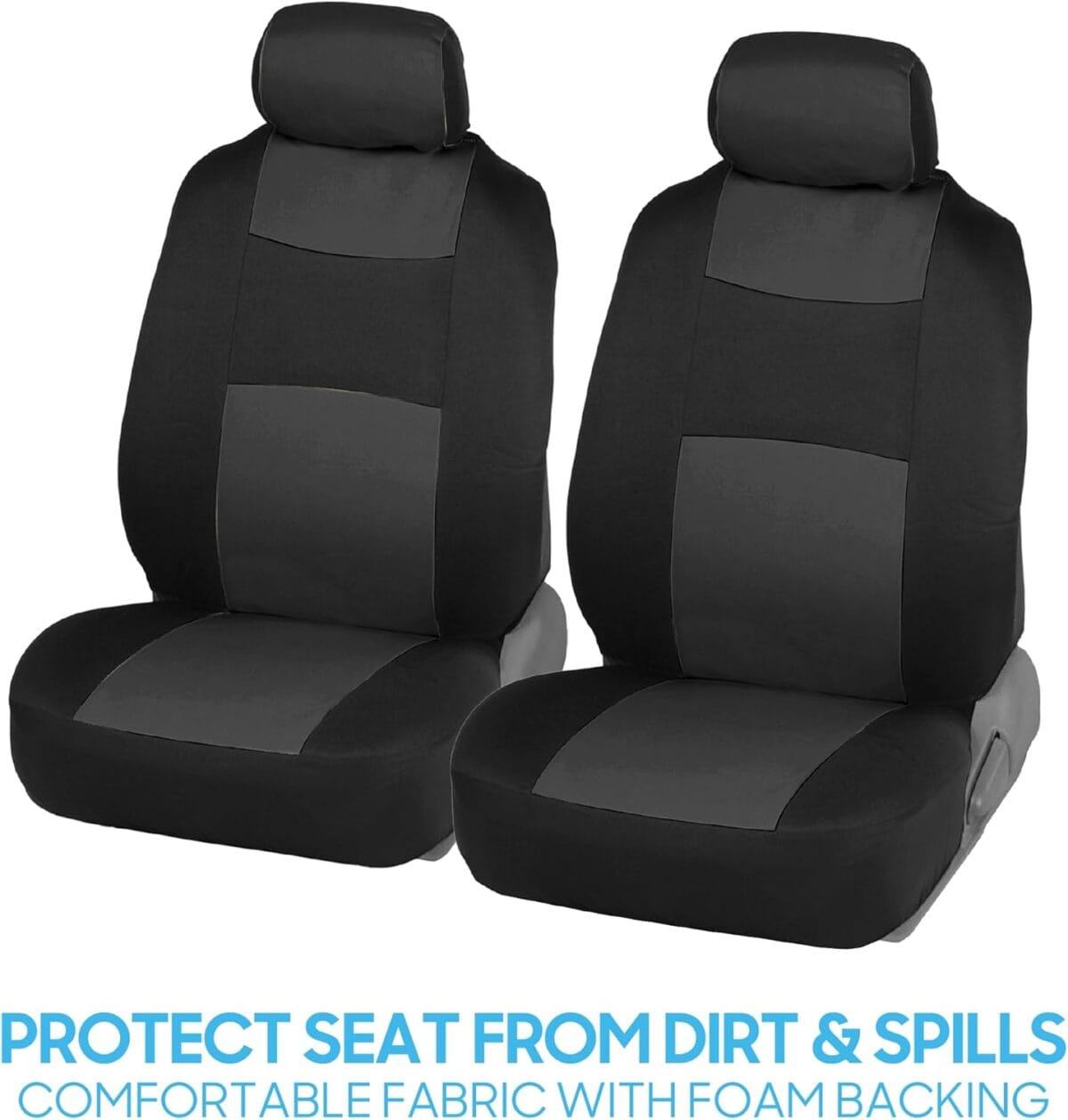BDK PolyPro Car Seat Covers Full Set in Charcoal on Black  Front and Rear Split Bench for Cars, Easy to Install Cover Set, Accessories Auto Trucks Van SUV