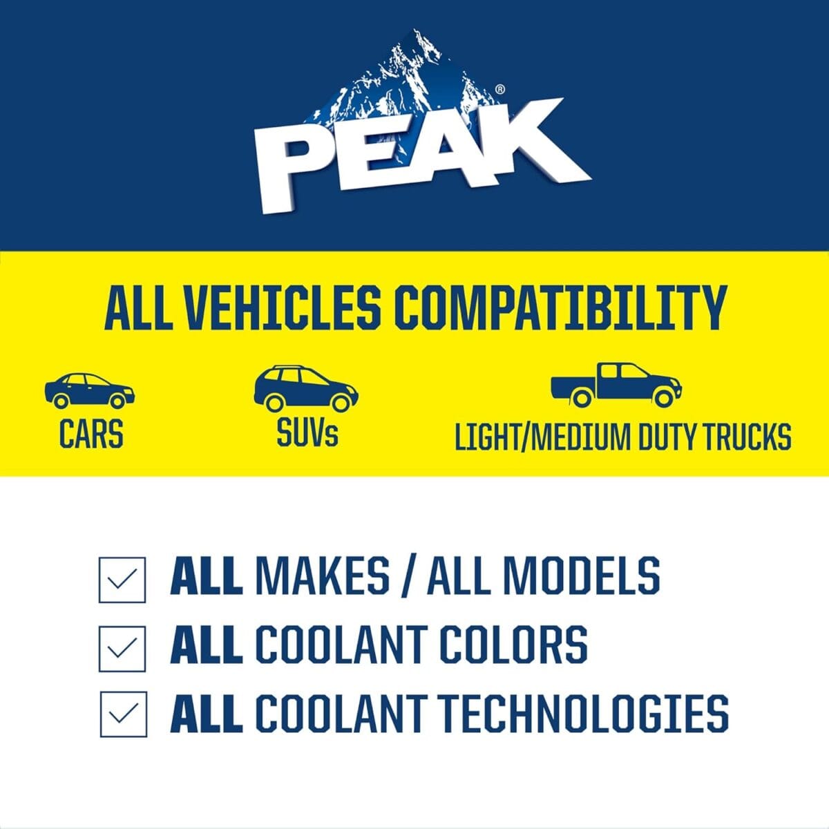 PEAK 50/50 Prediluted Antifreeze and Coolant for All Engine Cooling Systems