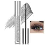 Erinde Silver Glitter Mascara, Diamond Effect Sparkle Mascara For Eyelashes & Brows, Glitter Mascara for Women Eye Makeup, Define Long Lasting Glitter Colorful Eyelashes, 01 Silver Glitter