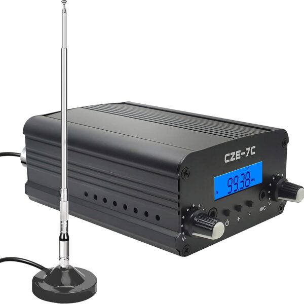 1000 Meters FM Transmitter,1/7W Long Range FM Broadcast Transmitter for Drive-in Movie, Church Parking Lot, Lights Fireworks Show,Fireworks Display,School, Supermarket Events