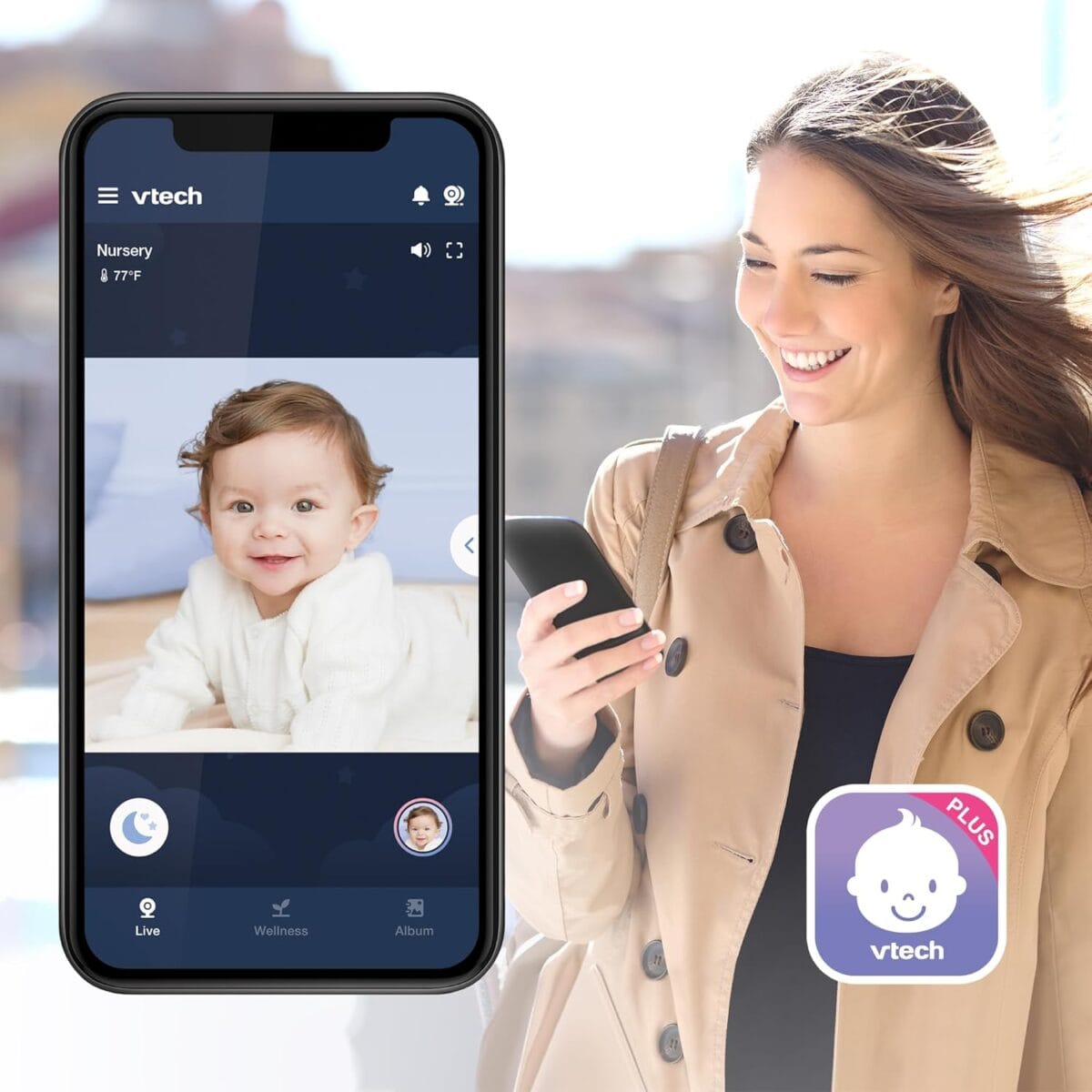 VTech Upgraded Smart Baby Monitor VM901, 5-inch 720p Display, 1080p Camera, HD NightVision, Fully Remote Pan Tilt Zoom, 2-Way Talk, Free Smart Phone App, Works with iOS, Android