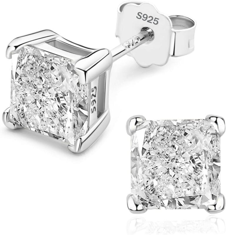 925 Sterling Silver 2-4 Carat Lab Simulation Diamond Stud Earrings 5A Cubic Zirconia Stud Earrings Hypoallergenic White Gold Plated, Perfect Jewelry Gifts
