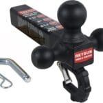Trailer Hitch Tri-Ball Hitch with Hook: Tactical Tow Ball Hitch, Fits 2-inch Hitch Receiver, Secure with Self-Lock Latch, Matt Black