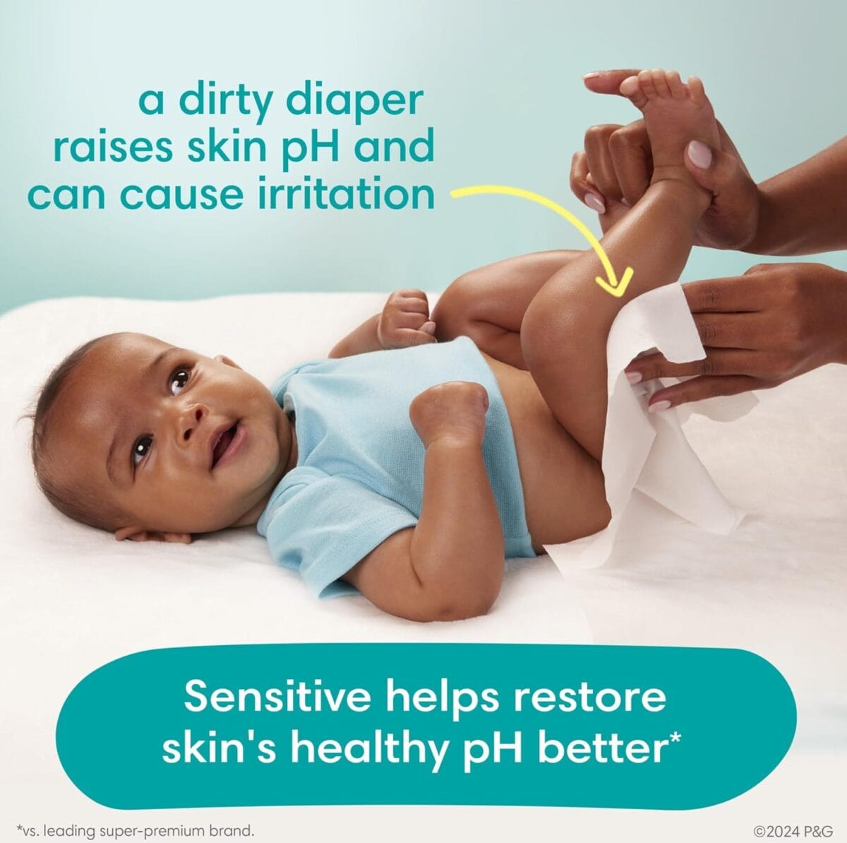 Pampers Baby Wipes Sensitive, Water Based Baby Wipes, Hypoallergenic and Unscented Baby Wipes, 504 Wipes Total (6 Flip-Top Packs)