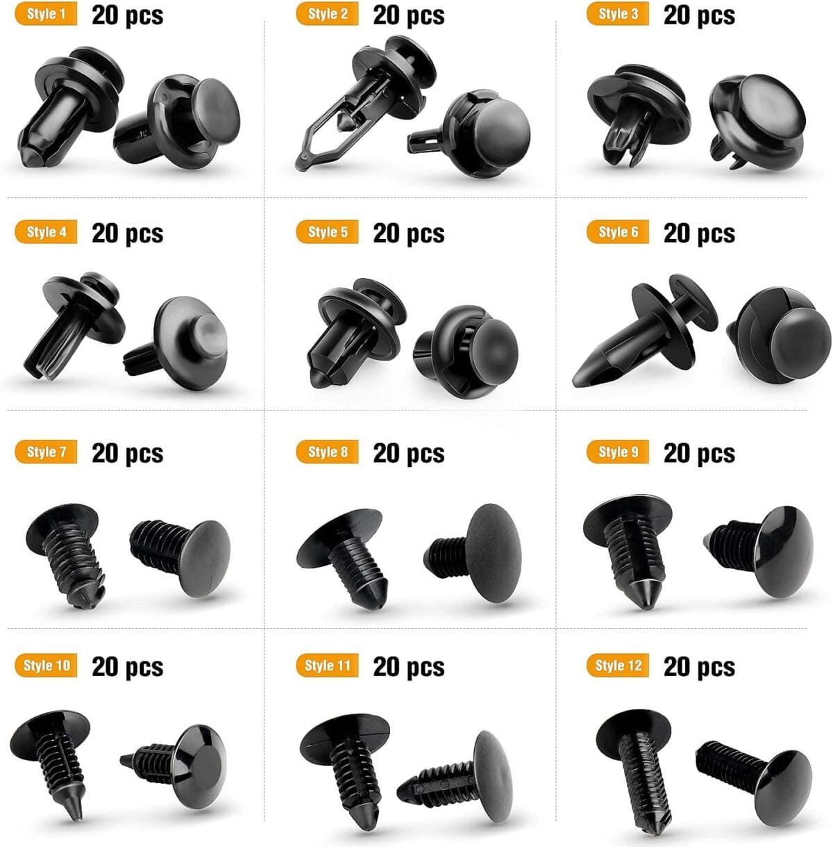 GOOACC – GRC-33 240PCS Bumper Retainer Clips Car Plastic Rivets Fasteners Push Retainer Kit Most Popular Sizes Auto Push Pin Rivets Set -Door Trim Panel Fender Clips for GM Ford Toyota Honda Chrysler