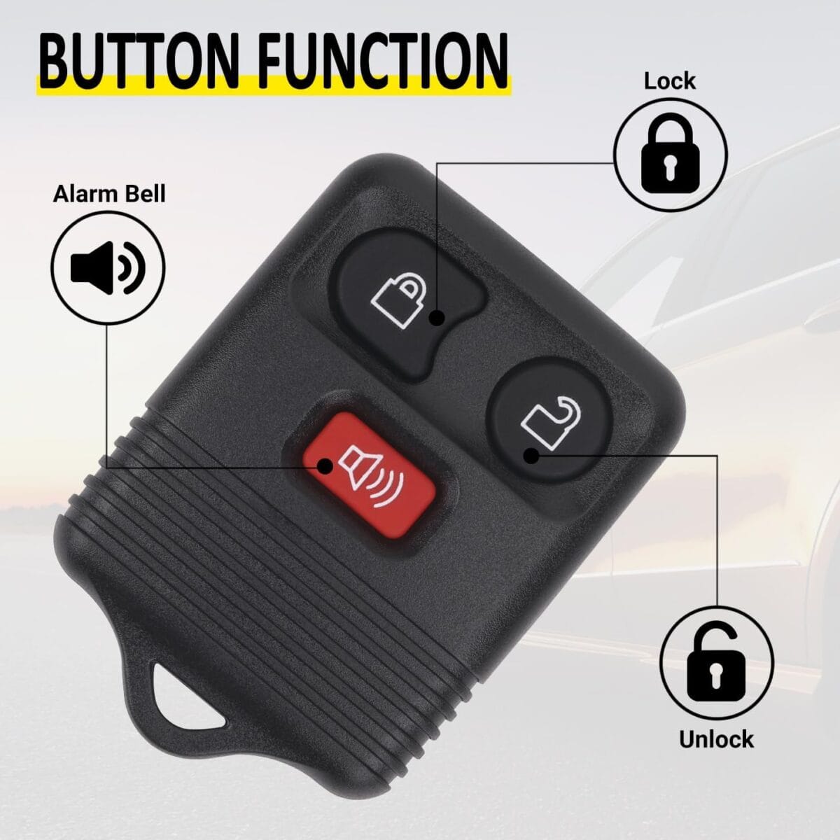Keyless Entry Remote Key Fob Compatible with Ford F150 F250 F350 Escape Expedition Explorer Ranger, Lincoln, Mercury, Mazda and More, Replacement for CWTWB1U331 CWTWB1U345, 3 Button (Pack of 2)