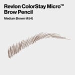 Revlon ColorStay Micro Eyebrow Pencil with Built In Spoolie Brush, Infused with Argan and Marula Oil, Waterproof, Smudgeproof, 454 Medium Brown, 0.003 oz