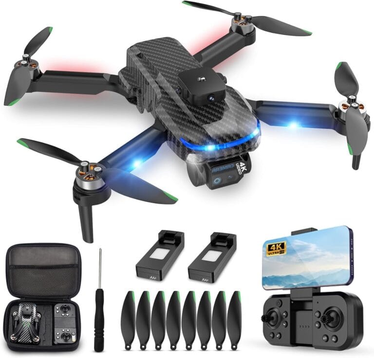 4K Drones with Camera for Kids,Drones for Adults with Emergency Stop, Headless Mode, 360 Flips, Carrying Case & 2 Batteries,Wireless RC Toys for Boys Girls