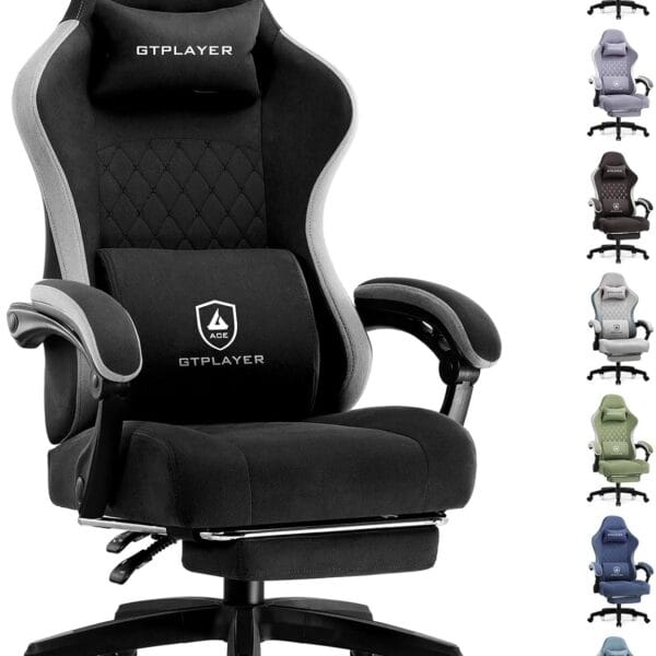 GTPLAYER Gaming Chair, Computer Office Chair with Pocket Spring Cushion, Linkage Armrests and Footrest, High Back Ergonomic Computer Chair with Lumbar Support Task Chair with Footrest