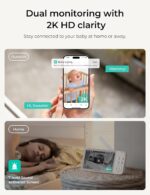 VistaView Smart WiFi Baby Monitor – 5 1080P Split Screen & 2K Camera App Control, Cry & Motion Alerts, HD Night Vision, 5000mAh Battery, 2-Way Talk, Multi-User, Triple Security, 1279ft Range