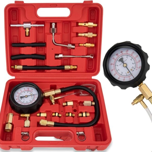 Fuel Pressure Tester (0-140Psi), Fuel Injection Pump Pressure Tester Gauge Kit for Auto Truck Car Motorcycle (Not for Diesel Vehicles) TU-114 Fuel Pressure Tester Kit, Fuel Pressure Gauge Kit