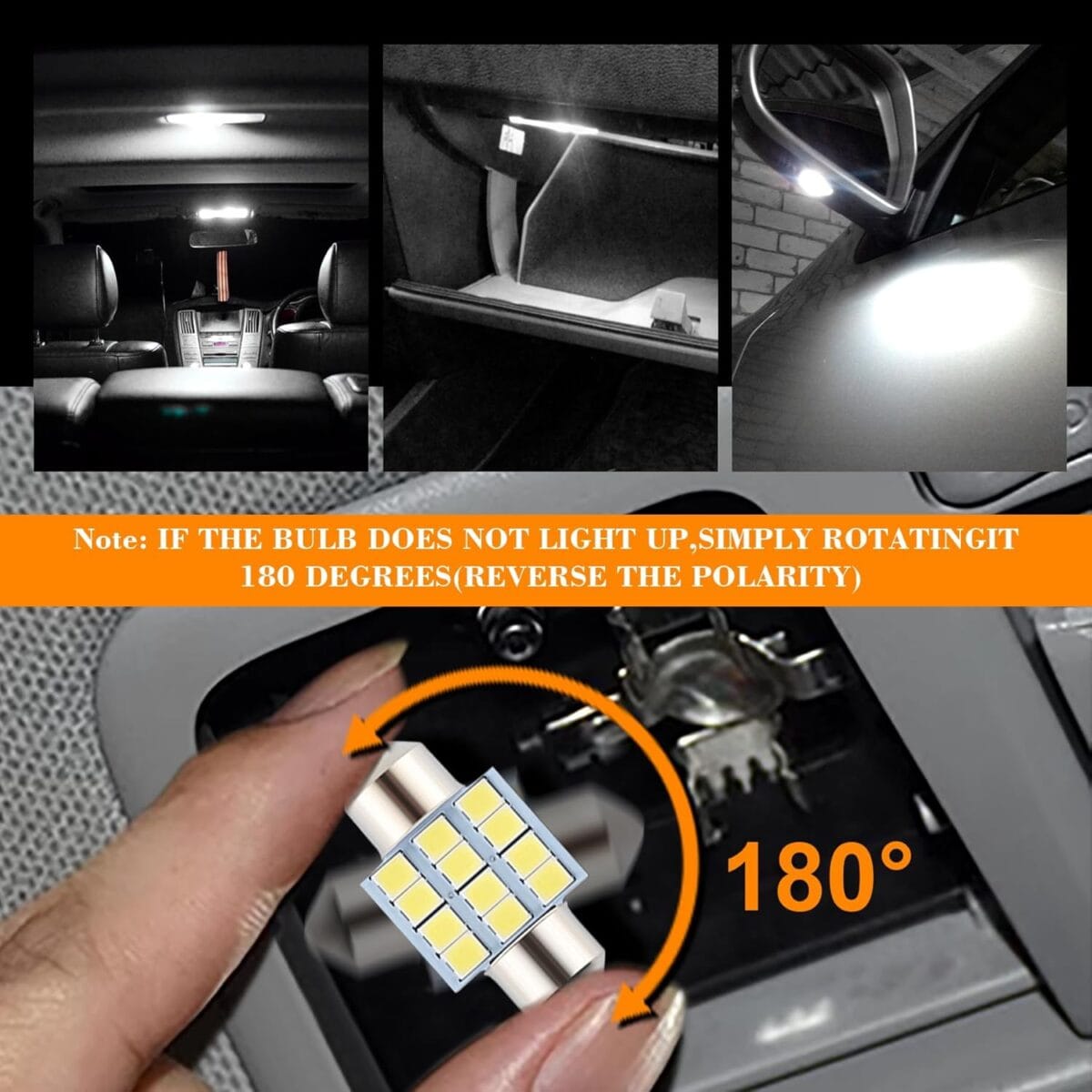 24 Pieces Dome Light LED Car Interior Bulb Kit Set 194 T10 DE3175 578 31mm 42mm Bulbs Interior Replacement Lights for Car Map License Plate Door Side Marker Cornering Trunk Light – White