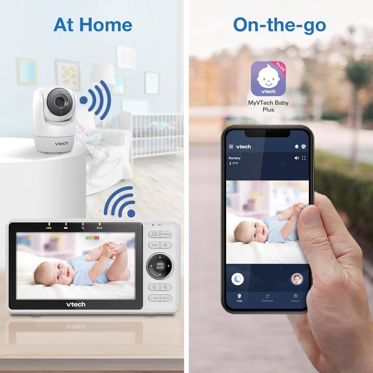 VTech Upgraded Smart Baby Monitor VM901, 5-inch 720p Display, 1080p Camera, HD NightVision, Fully Remote Pan Tilt Zoom, 2-Way Talk, Free Smart Phone App, Works with iOS, Android