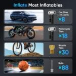 Tire Inflator Portable Air Compressor – 150PSI & 10000mAh Cordless Air Pump with Digital Tire Pressure Gauge, Accurate Dual LCD Display & LED Light, for Car/Motorcycle/E-Bike/Ball