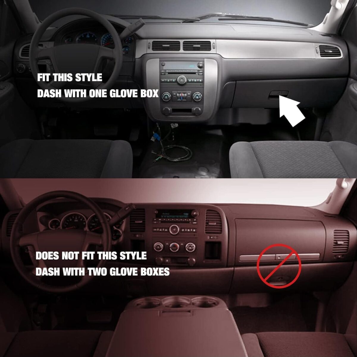 Dashboard Dash Cover Mat Carpet Compatible with 07-14 Chevy Tahoe Suburban Denali Avalanche GMC Yukon/XL,07-13 Chevy Silverado Sierra Without Dash Speaker and Only One Glove Box(Airbag box can open)