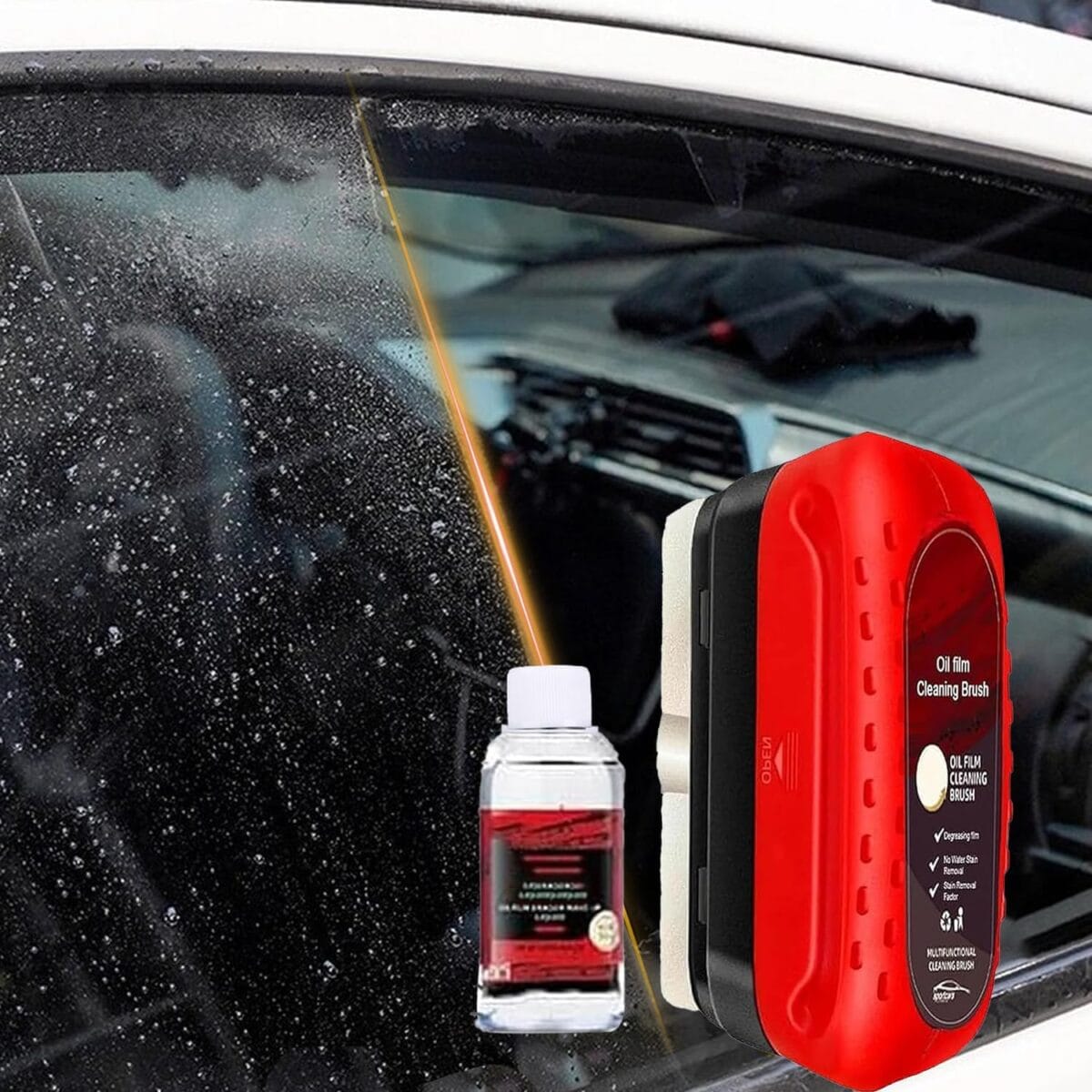 2025 Automotive Oil Film Cleaning Brush for Car Windows, Glass Cleaning Board, Uickly Remove Car Windshield Oil Film, Improve Clarity