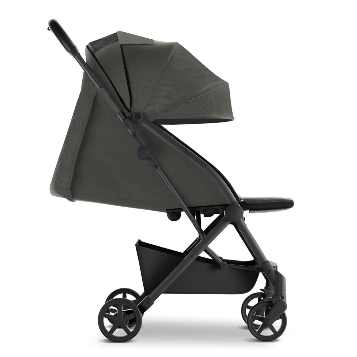 Mompush Lithe V2 Lightweight Stroller with Snack Tray, Ultra Compact Fold & Airplane Ready Travel Stroller, Near Flat Recline Seat, Cup Holder, Raincover & Travelbag Included