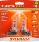 SYLVANIA – H11 SilverStar Ultra – High Performance Halogen Headlight Bulb, Low Beam and Fog Replacement Bulb, Brightest Downroad with Whiter Light, Tri-Band Technology (Contains 2 Bulbs)