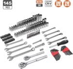 Amazon Basics Mechanic Tool Set with Case, Anti-Corrosion, SAE and Metric sizes 145-Piece