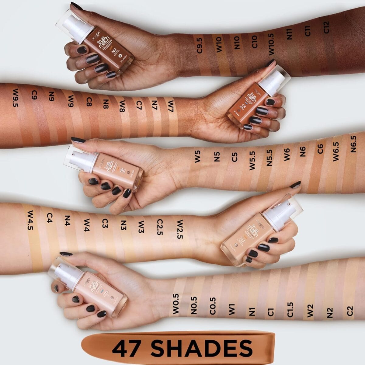 L’Oreal Paris True Match Super-Blendable Foundation, Medium Coverage Liquid Foundation Makeup, N2, Light, 1 Fl Oz