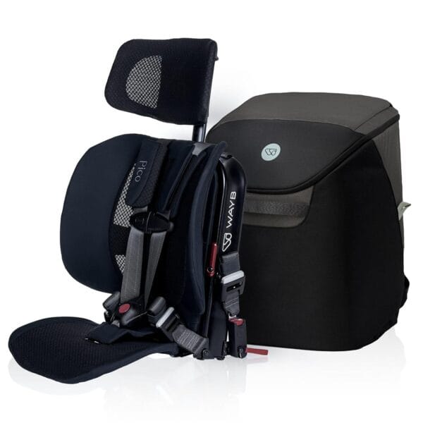 WAYB Pico Travel Car Seat with Premium Carrying Bag- Lightweight, Portable, Foldable - Perfect for Airplanes, Rideshares, and Road Trips - Forward Facing for Kids 22-50 lbs. and 30-45"