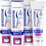 Sensodyne Clinical White Toothpaste Clinically Proven Whitening for Sensitive Teeth, Stain Protector, 3.4 oz x 3
