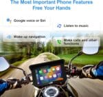 LBW Upgrade Portable Wireless Apple Carplay & Android Auto Screen for Motorcycle, Navigation GPS 5 Inch IPS Touch Screen, Bluetooth, Waterproof Stereo for Motorbike, Support Siri and Google Assistant