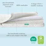 Newton Baby Crib Mattress and Toddler Bed – Ultra-Breathable Proven to Reduce Suffocation Risk, 100% Washable, 2-Stage, Non-Toxic Better Than Organic, Removable Cover – Deluxe 5.5″ Thick- White
